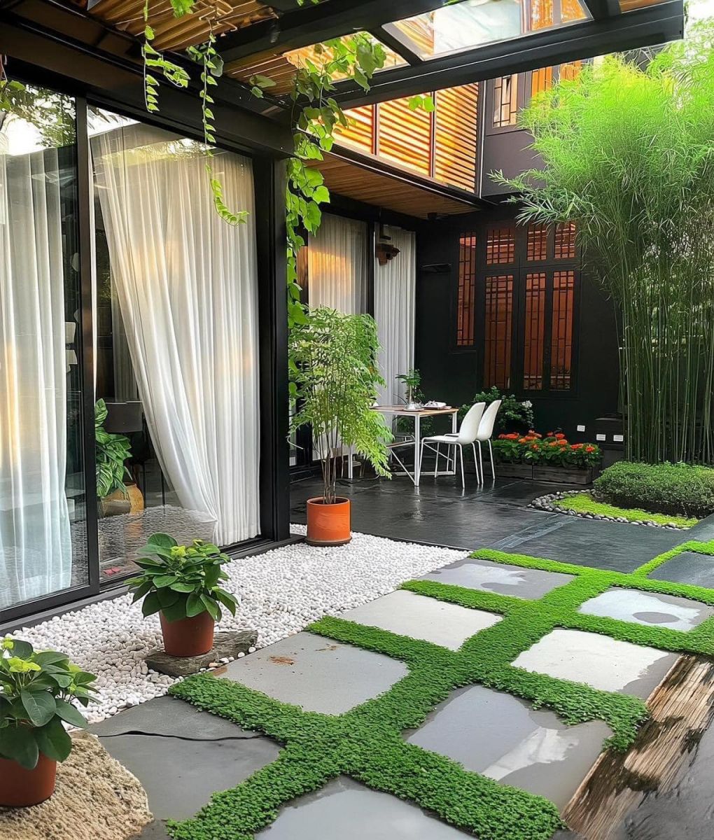 Sân vườn hiện đại sau nhà - zion's